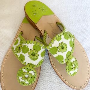 Jack Rogers lime green flat sandal. EUC. Size 6.